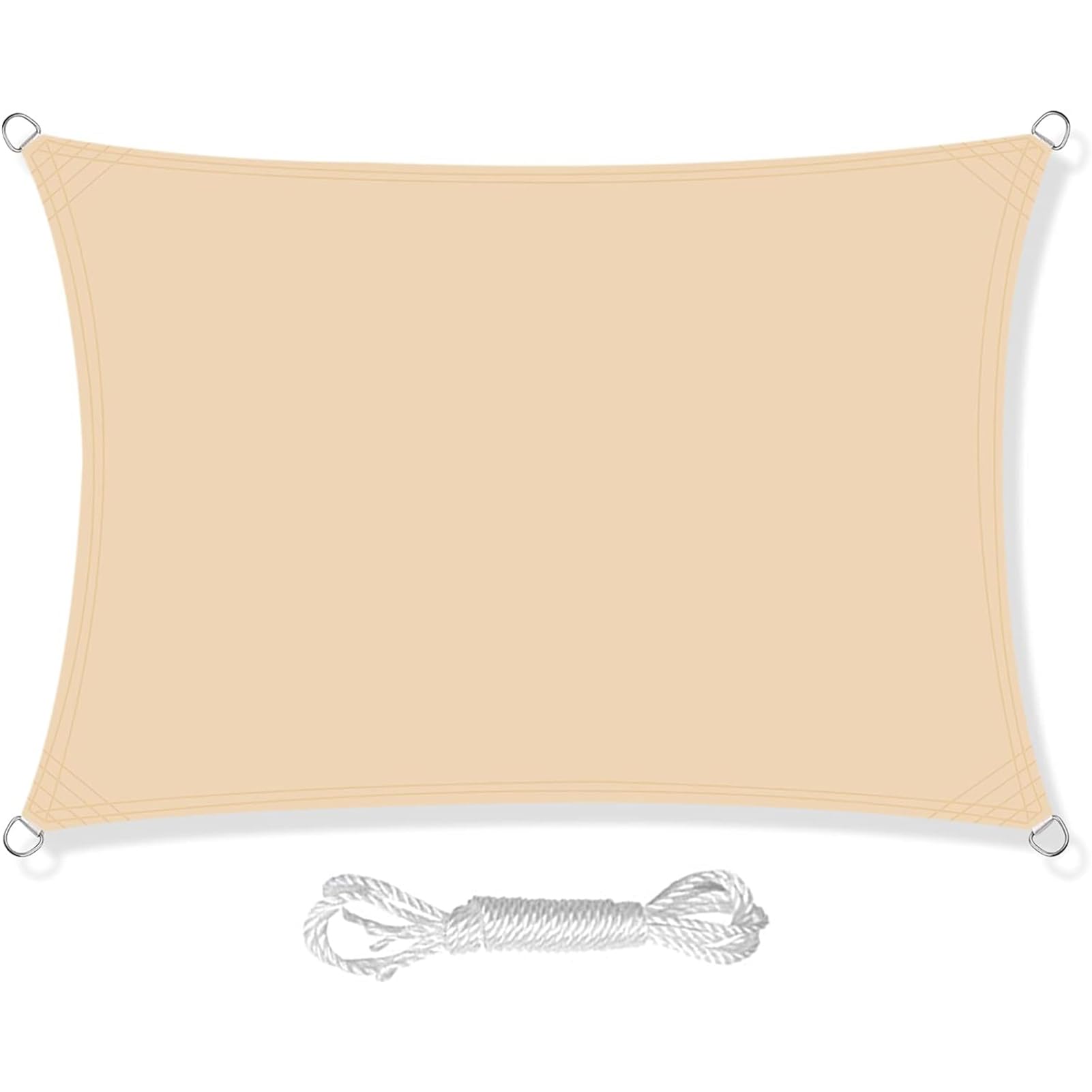 HEYOMART Sun Shade Sail 4m x 6m Rectangle Shade Sails Waterproof Outdoor Garden Patio Party Sunscreen Awning Canopy 98% UV Block With Free Rope, Beige