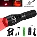 VASTFIRE Zoomable Red Coyote Coon Bobcat Raccoon Varmint Hunting Flashlight 125 Yard Include Rechargeable Battery Pressure Switch Picatinny Rail Mount Gift Case