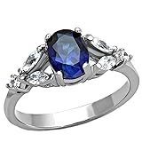Twilight: 1.96ct Simulated Blue Sapphire Crystal Split Band Engagement Ring 316 Steel, 3239B