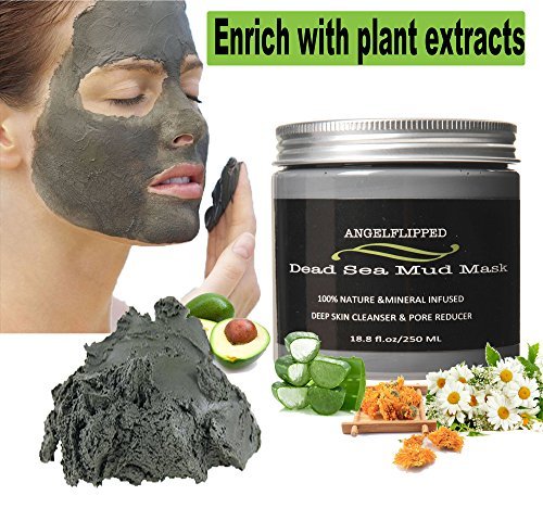 AngelFlipped Dead Sea Mud Mask Pure Natural Minerals Deep Cleaning the Skin , Blackhead Mask, Minimize Pores, Reduce Wrinkles, Improves Complexion, Acne Treatment for Facial Treatment 8.8 FL OZ