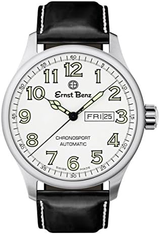 Ernst Benz Chronosport Swiss Automatic White Dial Green Numerals 44mm Mens Watch GC40212