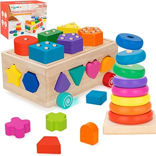 Aigybobo Montessori Toys for 1 Year Old, Baby Toy 1218 Months, Wooden