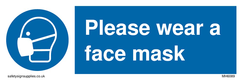 Pack of five - Please wear a face mask Sign - 150x50mm - L15