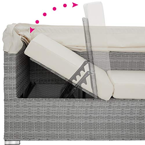 TecTake 800771 Aluminium Poly Rattan Lounge Set, 16-teilig, wetterfest, Garten Sofa mit Sonnendach, Outdoor Sitzgruppe… – Bild 7