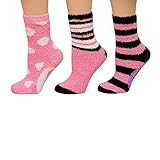 Freshox Women's (3 Pairs) Anti-Skid Fuzzy Crew Socks and FREE Gift box