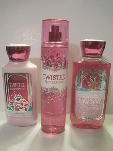 Bath and Body Works Twisted Peppermint Body Lotion, Fragrance Mist & Shower Gel Set - ALL Full Sizes