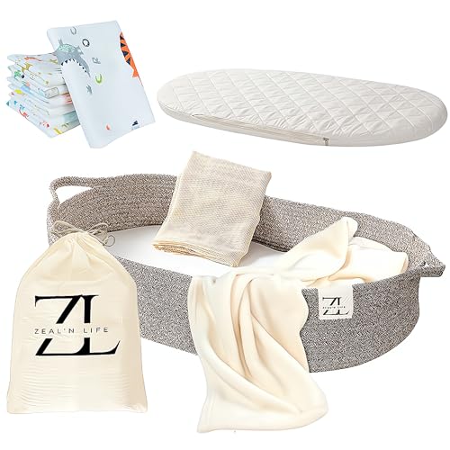 ZEAL'N LIFE Baby Changing Basket with Diaper Caddy, Baby Blankets and