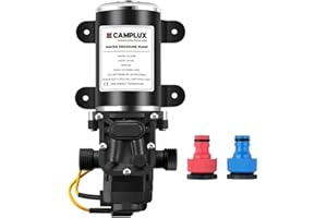 CAMPLUX ENJOY OUTDOOR LIFE CAMPLUX DC 12V Water Pump, 1.6 GPM Diaphragm Pump 65 PSI for RV Marine Yacht Camping