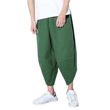 Amazon Hanaturu ハナツル 無地 ワイドパンツ メンズ 九分丈 ゴム