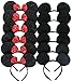 Mickey Mouse Ears Solid Black and Bow Minnie Headband for Boys and Girls Birthday Party or Celebrations (Pack of 24)