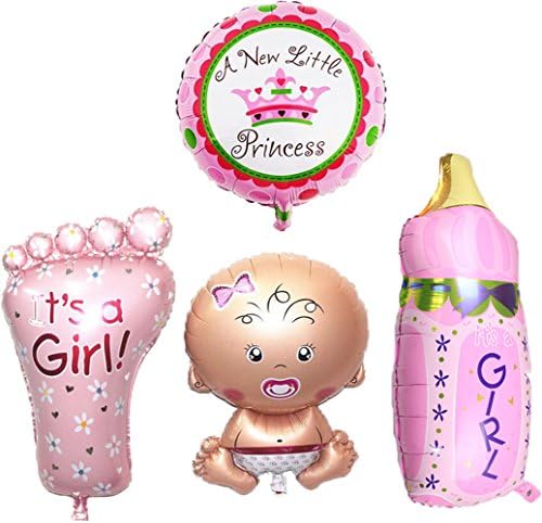 4PCS Girl Foil Helium Baby Foil Balloon For Newborn Baby Shower Christening Birthday Party