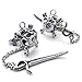 Jonline24h Mens Vintage Stainless Steel Pirate Skull Stud Earrings Set, 2pcs, Color Silver