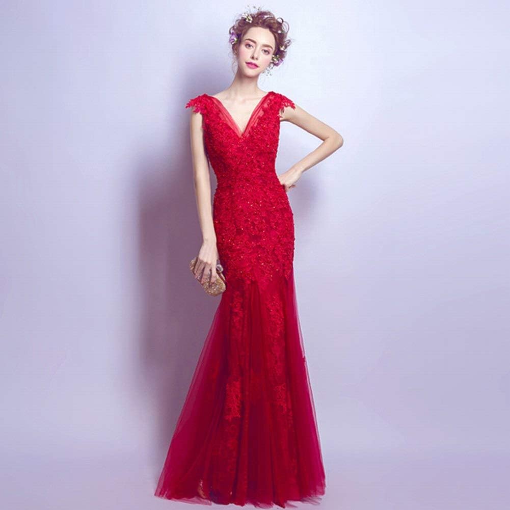 red fishtail wedding dress