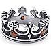 KONOV Mens Cubic Zirconia Stainless Steel Ring, Vintage Crown, Red Black
