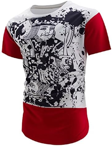 Sheng Xi Men's Short Sleeve Print Slim Fit Movement T-Shirt Pullover Red XL