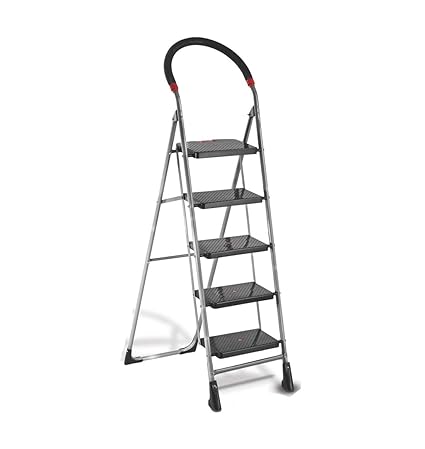 Meded CGS Heavy Safe, Secure and Top 5 Step Folding Home Steel Ladder with 7 Years