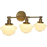 Pathson Milk White Glass Bathroom Wall Sconce Lights, 3-Light Hardwired Wall Vanity Lamps for Living Room Vintage Home Decor,