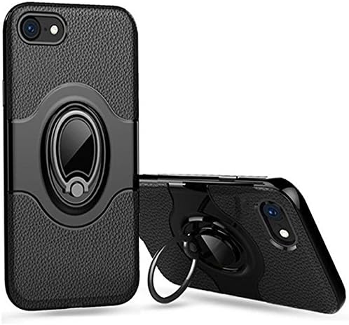 TOPOZ iPhone 8 Case, iPhone 7 Case with Ring Holder Kickstand Ring Stand Grip With Metal Patch Shock Absorbing Bumper soft TPU inner Hard PC Back Cover for iPhone 8/7/(Black)