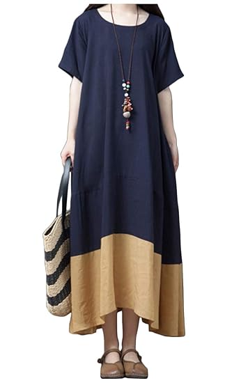 Amazon エムズ モア ゆったりワンピース Tシャツワンピース マキシ