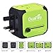 DuaFire Travel Adapter, Universal Power Adapter Plug International Wall Charger with Dual USB Ports and AC Socket for USA EU UK AU CN (Green)