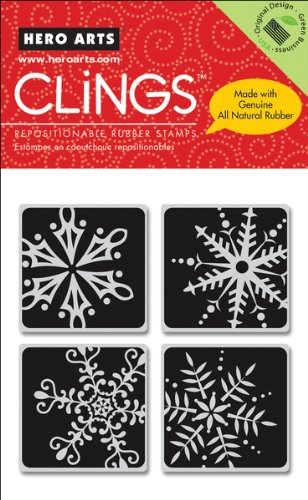 Hero Arts Cling Rubber Stamps: Four Framed Snowflakes