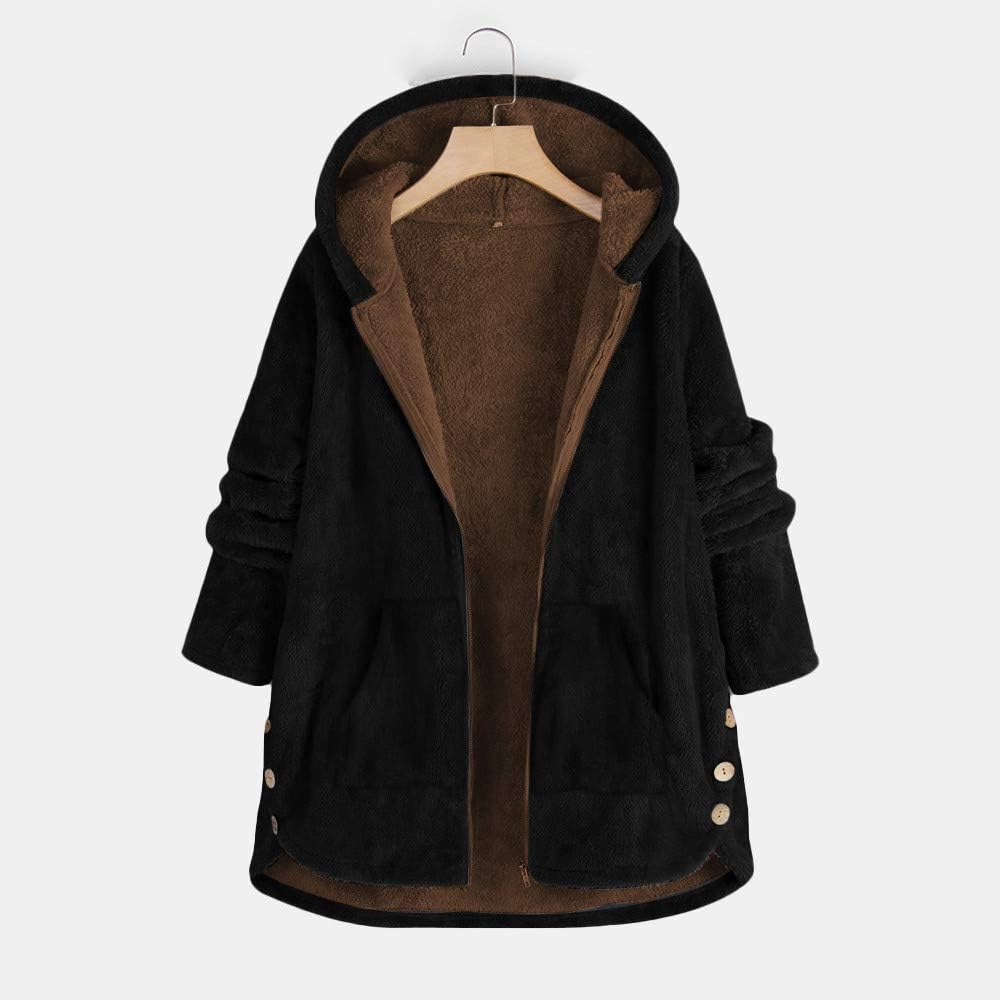 Lazapa Cardigan Coat for Women, Vintage Fall Winter Plus Velvet Thicken Lightweight Warm Hooded Plush Windbreaker Jacket