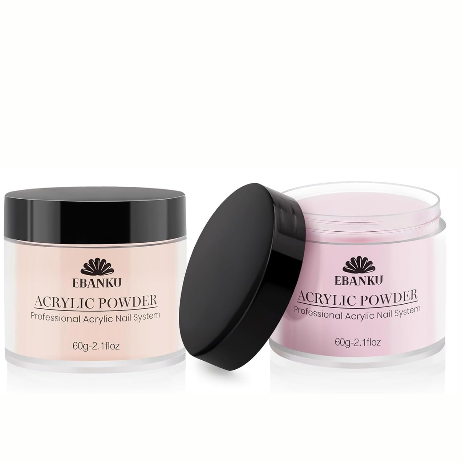 EBANKU Pink Nude Acrylic Powder Set, 2 Colors Acrylic Nail Powder Professional Acrylic Powder for Nail Acrylic Extension, Nail Carving, Long-Lasting, No Nail Lamp Needed