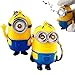 2Pcs Despicable Me Minion Keychain Ring with LED Flashlight, Touch Sound Toy 3D Eyes PVC Figure