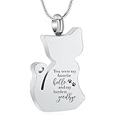 zeqingjw Cat Cremation Jewelry Urn Necklace for Ashes for Pet,Funeral Ashes Keepsake Urn Necklace Pendant Memorial Jewellery