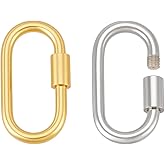 PH PandaHall 2pcs 925 Sterling Silver Screw Lock Clasps, 15x8.5mm Long Necklace Clasp and Closure Bail Clasp Necklace Enhancer Connector Key Clasps for Jewelry Craft Keychain Making, Golden & Platinum