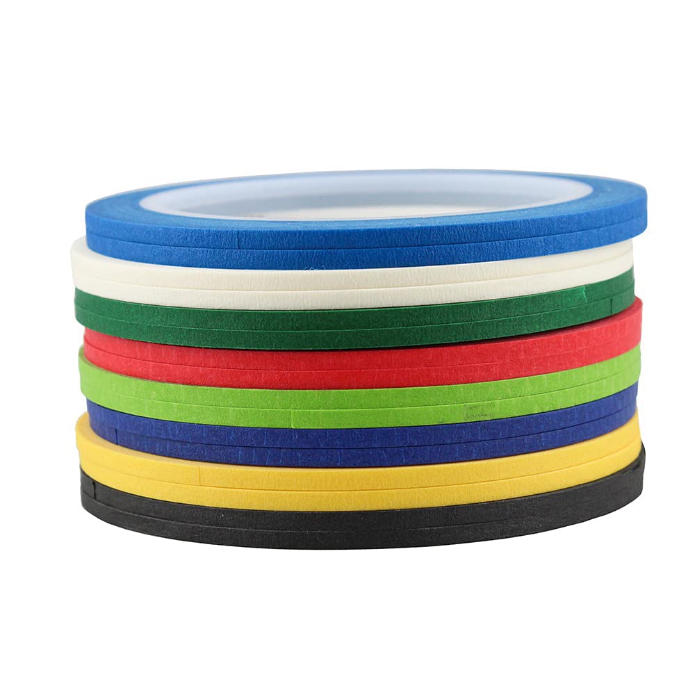 JINBING Paper Masking Tape for Painting & Drawing & DIY Nail Arts & Pattern Making Draping Tape 1/8 in. x 16 Rolls