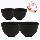 4 Black Silicone Mixing Bowls, 2 Large and 2 Medium for Facial Mask s | Reusable Two-Size 5.24x3.35、3.93x2.67 in Set Supports DIY Skincare Blends and Convenient Prep for Home, Spa, or Salon Needs