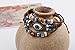 Real Spark Vintage Mystic Eye Charm Leather Wrap Bracelet, 3 Beaded Strands Set