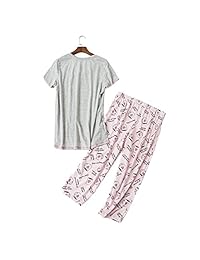 YIJIU - Conjunto de pijama de manga corta y pantalones capri para mujer