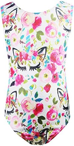 TENVDAGymnastics Leotards for Girls Sparkly Colorful One-Piece Kids Tumbling Outfit Size 2-12 Years Old