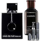Men's Bundle Club Nuit Intense Man 3.6oz EDT & King 3.4oz EDP & 1 Empty Travel Perfume Atomizer Gift -Spicy Woody Sweet-Long Lasting for Men