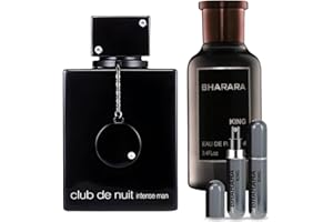 STORIES PERFUME Men's Bundle Club Nuit Intense Man 3.6oz EDT & King 3.4oz EDP & 1 Empty Travel Perfume Atomizer Gift -Spicy Woody Sweet-Long Lasting for Men