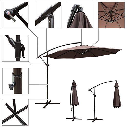 Ediors Deluxe Ivory 10 Ft Offset Cantilever Hanging Patio Umbrella Freestanding Outdoor Parasol