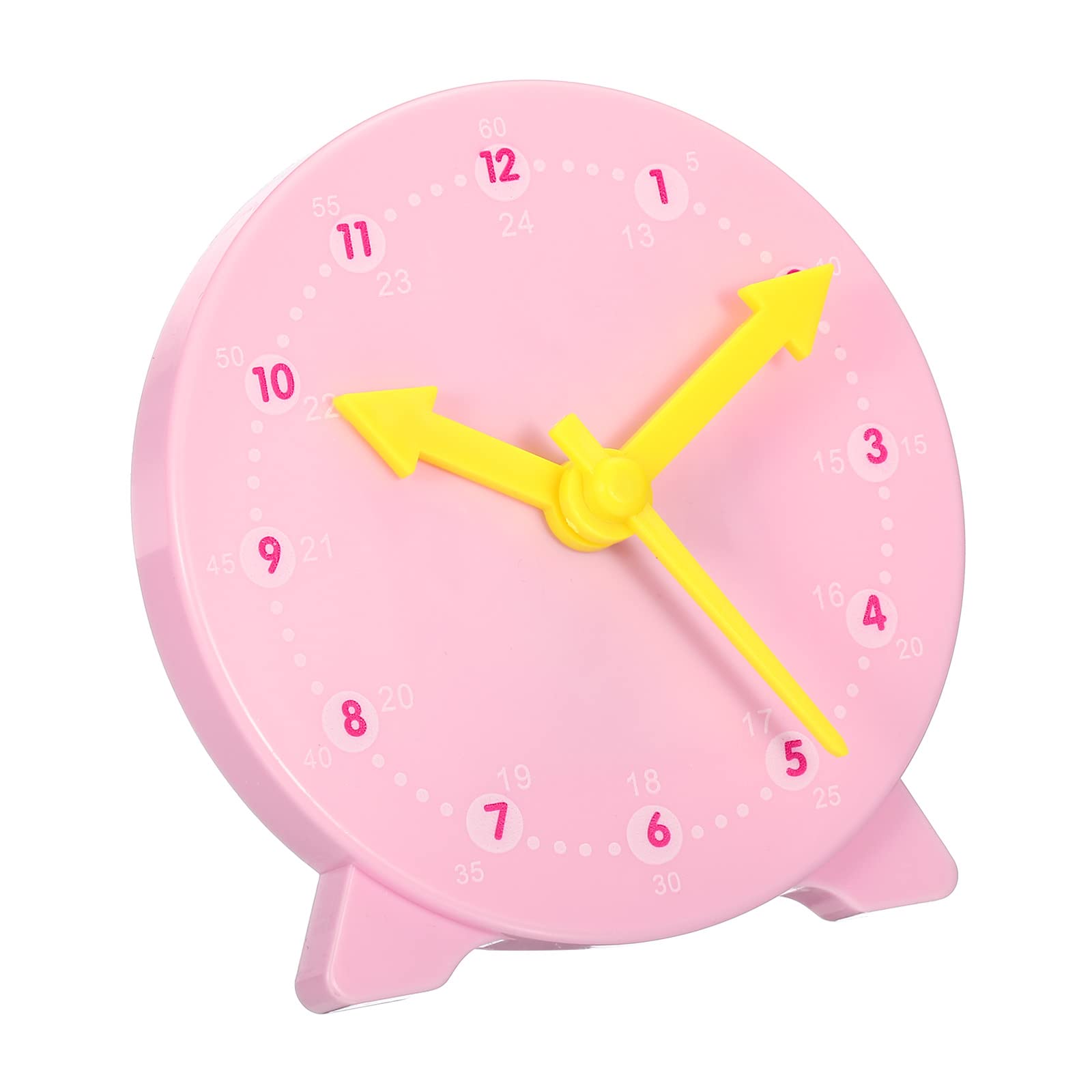 PATIKIL 4 inch Teaching Clock, Learn Clock Learning Tell Time Analog Clock Demonstration Clock 24 Hour 3 Pointers Geared Movement for Classroom Teacher, Pink
