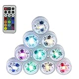 UNPOPULAR Underwater Submersible LED Lights,10 Pack Waterproof Wedding Tea Light Multi Color Remote Control Hot Tub,Pond,Pool Bathtub,Aquarium,Party Vase Decor,Christmas,Newyear (21-Key 10 Pack)