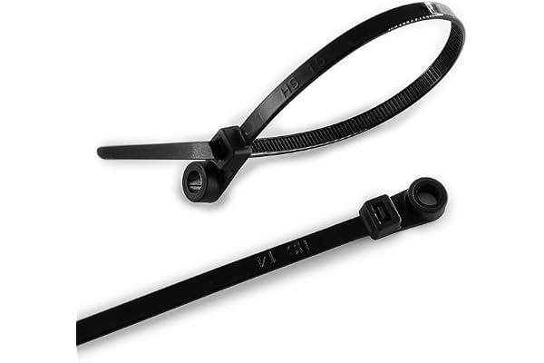 HS Plastic Ties with Screw Holes (100 Pack) 7.5 Inch Mount Head Electrical Zip Ties 50 LBS,UV Black
