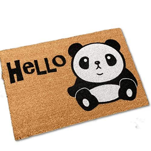 Hello Panda Cute Coir Doormat, Size Small Mat