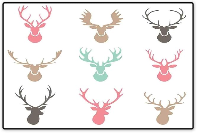 Bois De Decor De Porte Tapis De Petit Tapis Noir Cerf Rouge Ciel