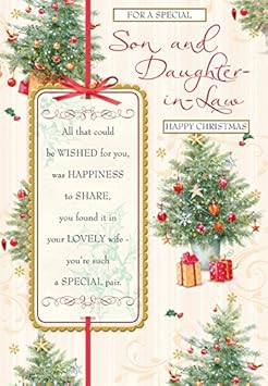 Parole N Wishes Figlio E Nuora Biglietto Di Natale Natale Alberi 22 9 X 15 9 Cm Amazon It Casa E Cucina