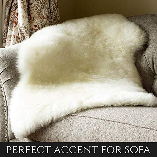 Super Area Rugs Genuine New Zealand Fluffy Sheepskin Rug for Bedroom Living Room, Natural, Large