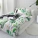 MKXI Botanical Duvet Cover for Children White Green Floral Kids Bedding Queen Bed Set Soft Breathable Bed Duvet Quilt Cover Cotton Tropical Leaves Print