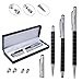 Stylus,TouchFine(TM) 2pcs 3-in-1 Replaceable Micro-Fiber Tip Stylus Pen for All Capacitive Touch Screen Smartphones,Tablets PC(Extra 4 Micro Fiber Tips) With Gift Box-Classic Grid Black/Silver