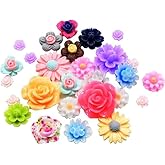 50 Pcs Mix Color Different Size Resin Rose Flower Flatback Cabochons Embellishments