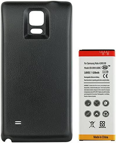 Extended Power, 8200mAh High Capacity Extended Battery with Black" Extended Battery Cover for Samsung Galaxy Note 4, (not Compatible with Note 4 Duos or Edge)
