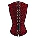 Charmian Women's Gothic Steampunk Brocade Steel Boned Vintage Waist Cincher Overbust Corset Vest Red X-Large